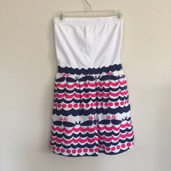 Lilly Pulitzer Pink and Blue Strapless Dress - Picture 7 of 8